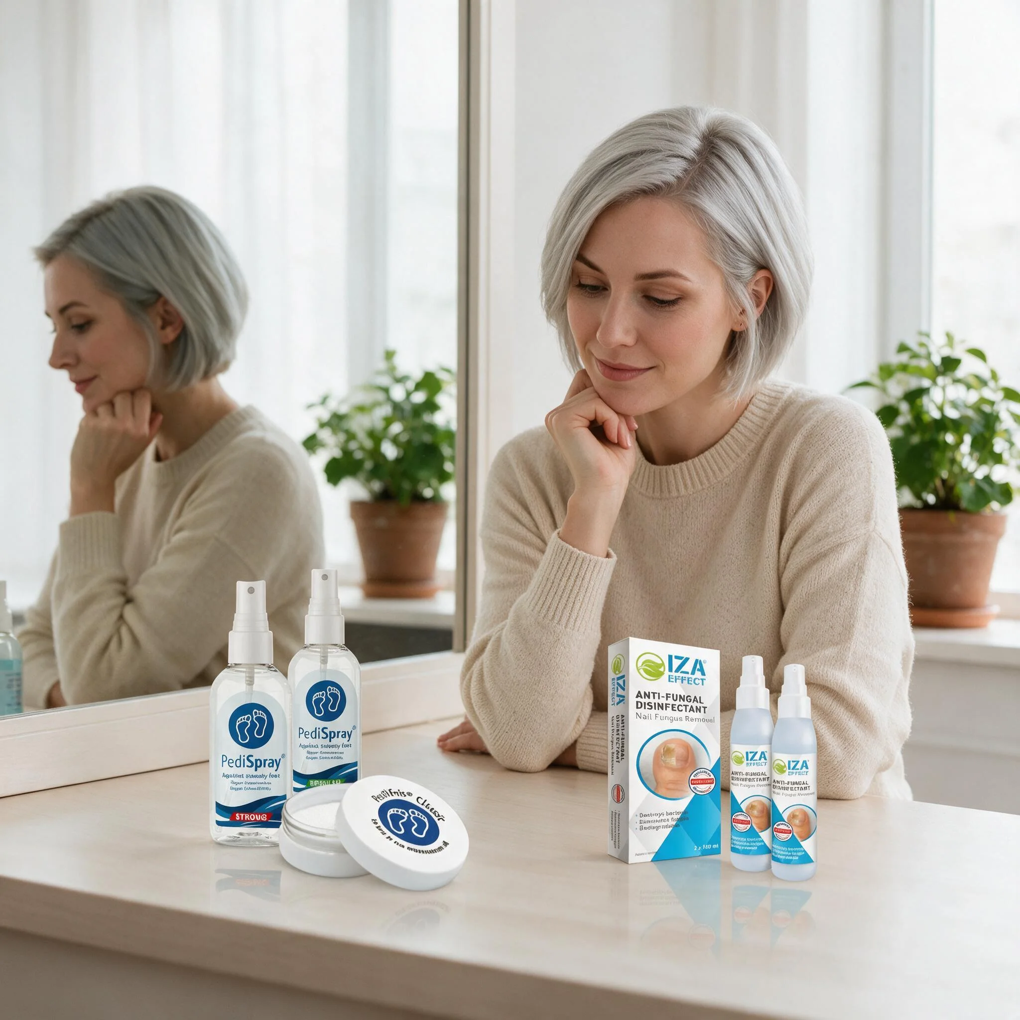 IZA Effect beside PediSpray® in transparent bottles and PediFris® Classic