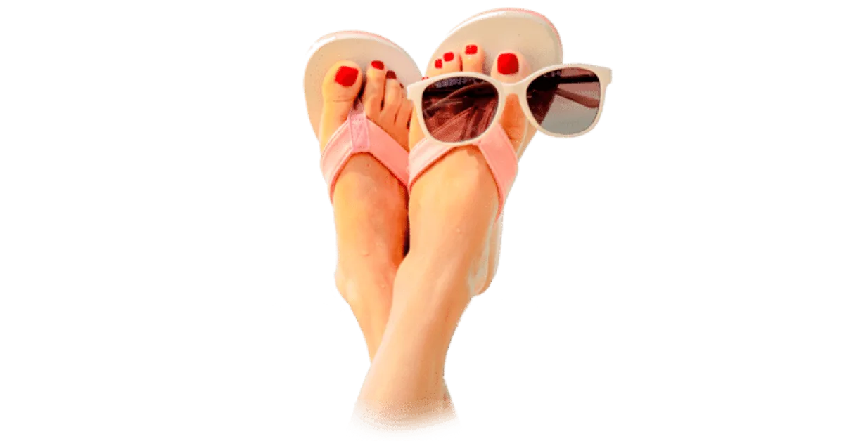 Zweetvoeten in teenslippers